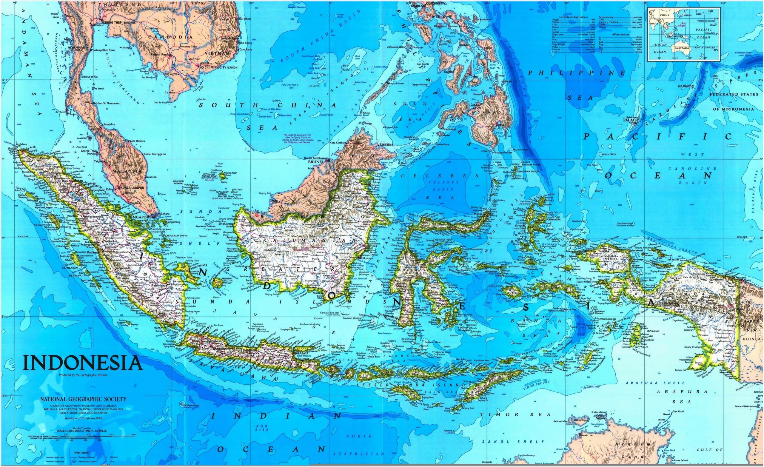 Индонезия карта географическая