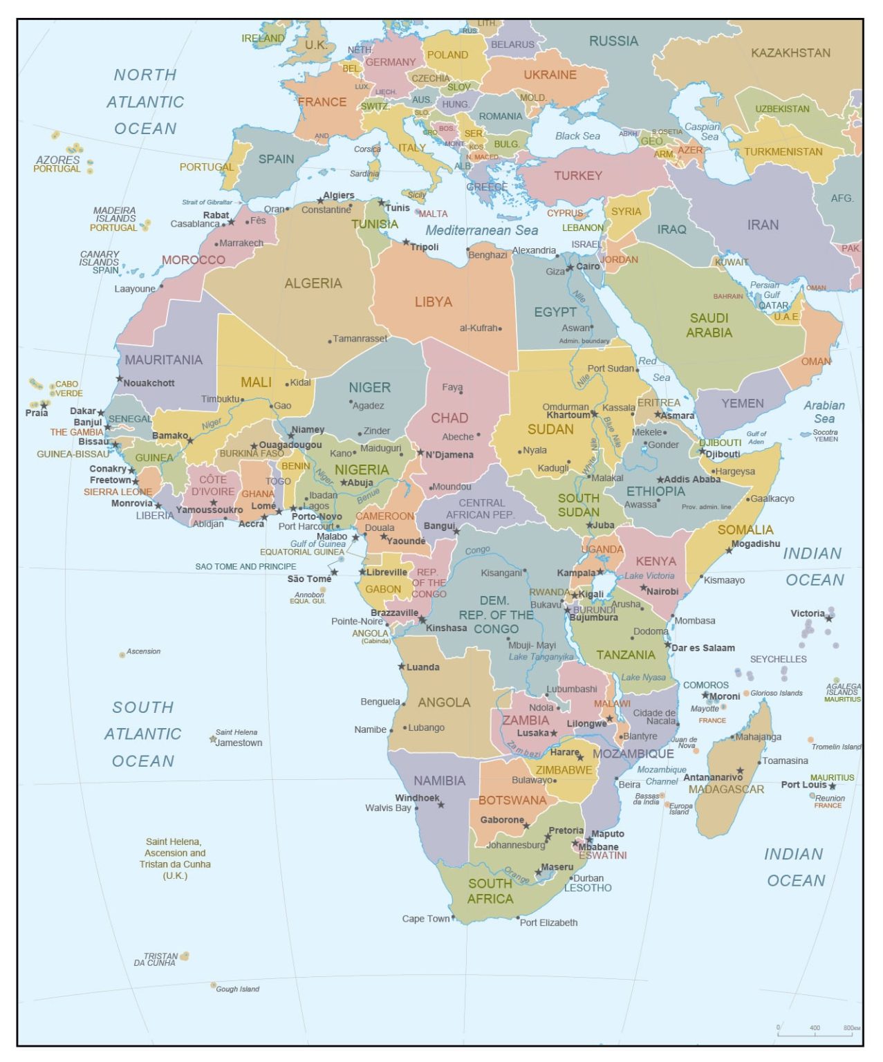 Africa map | Countries with borders of Africa