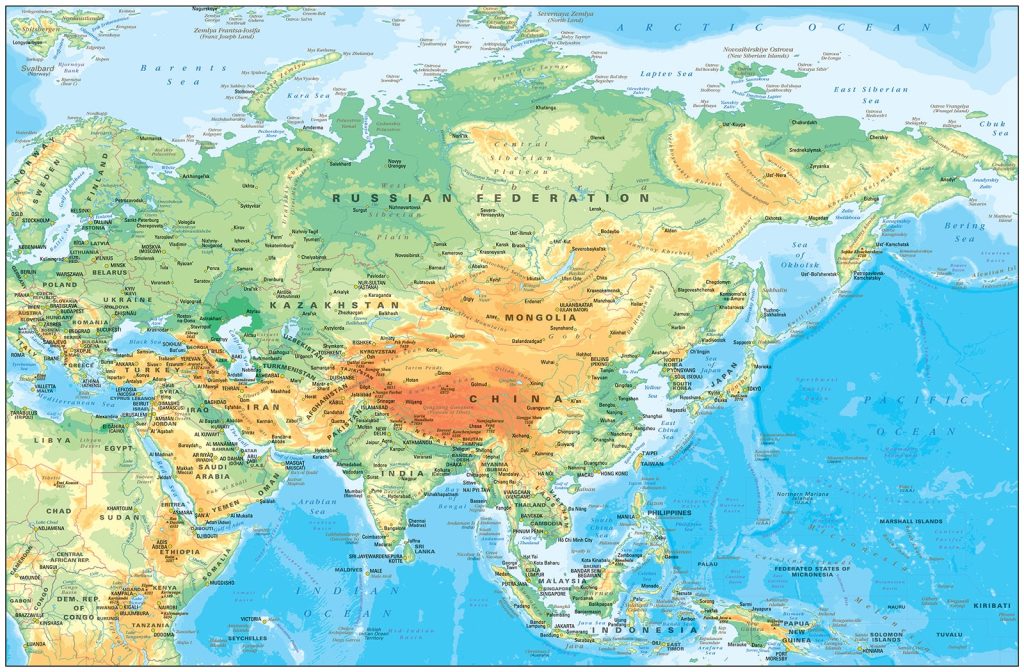 Relief Asia map