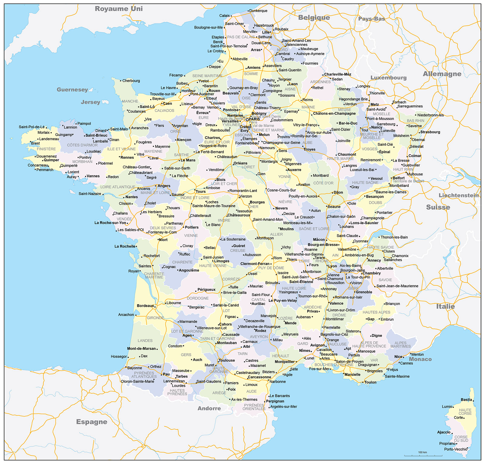 France map | Counties and cities in France