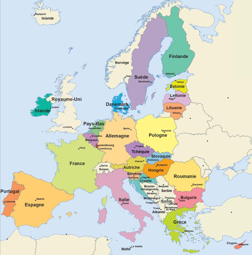 Map of european union countries