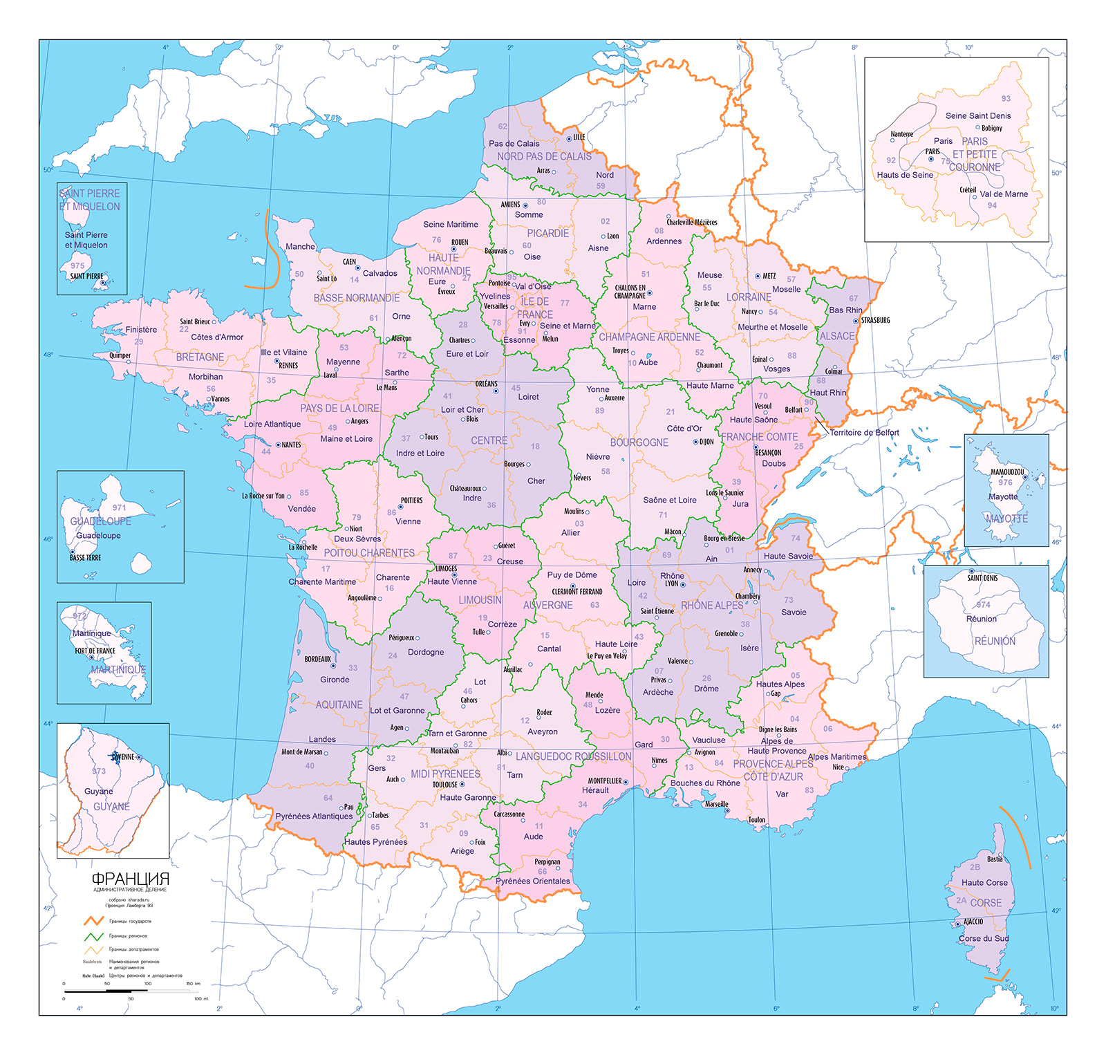 France map | Counties and cities in France