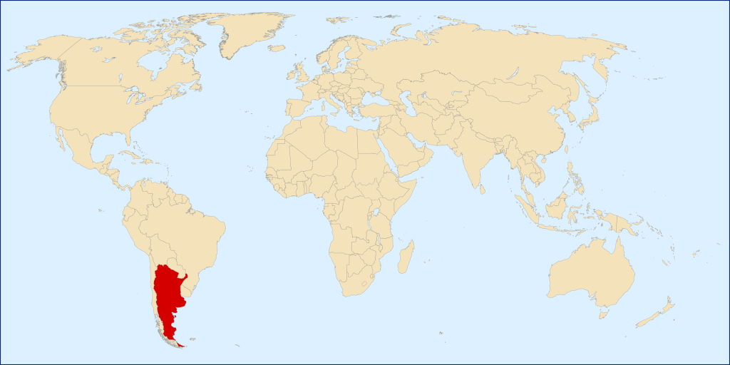 Argentina location on world map