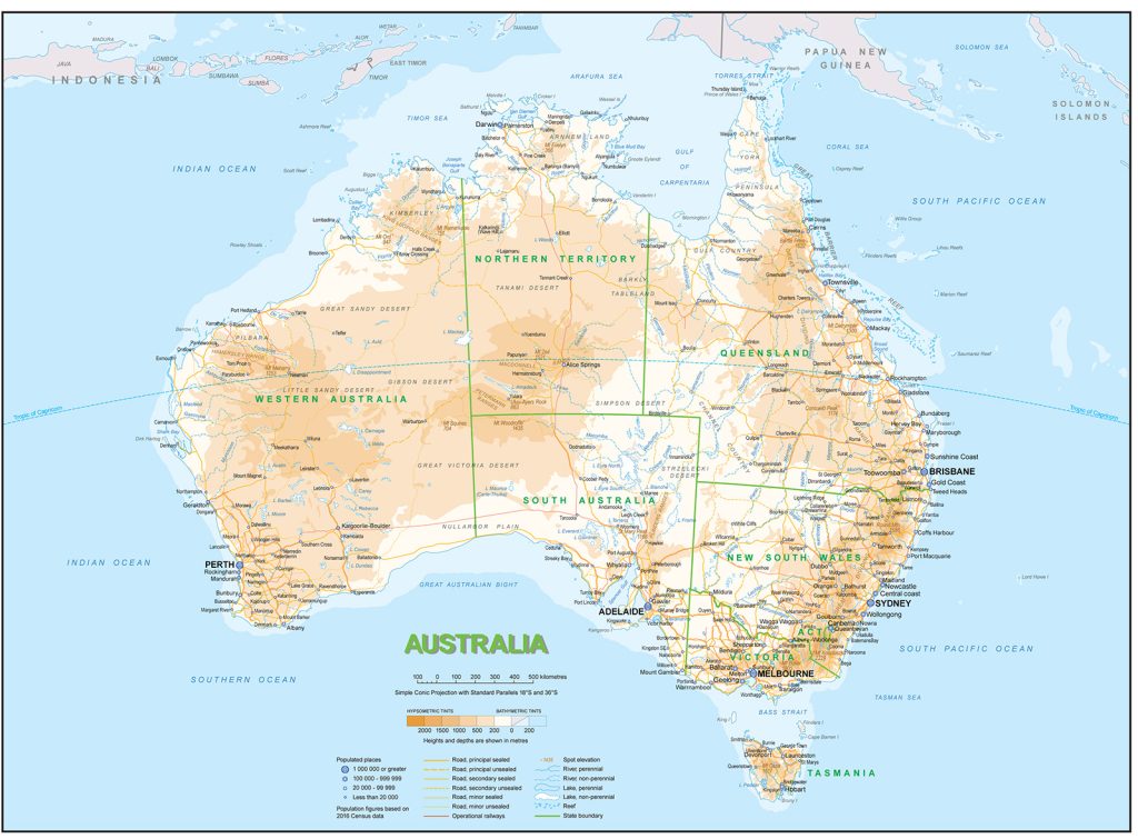physical map of Australia