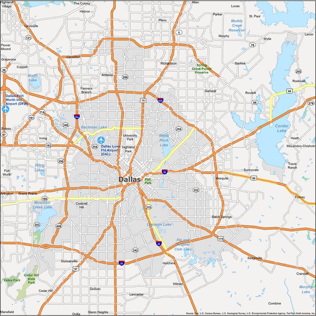 Map of Dallas, Texas | Streets and neighborhoods