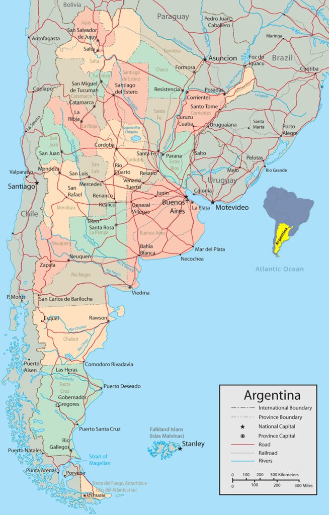 Road map of Argentina