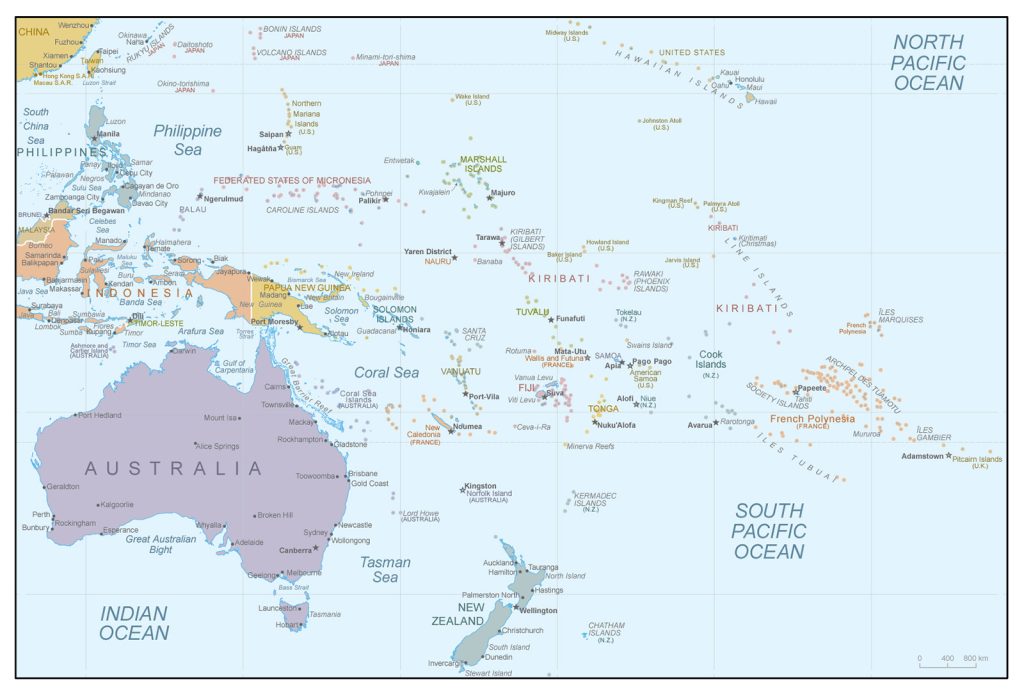 Location of Australia in Oceania