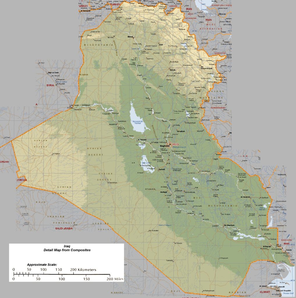 physical map of Iraq