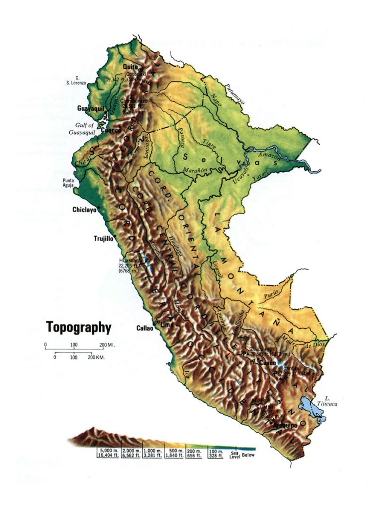 physical map of Peru