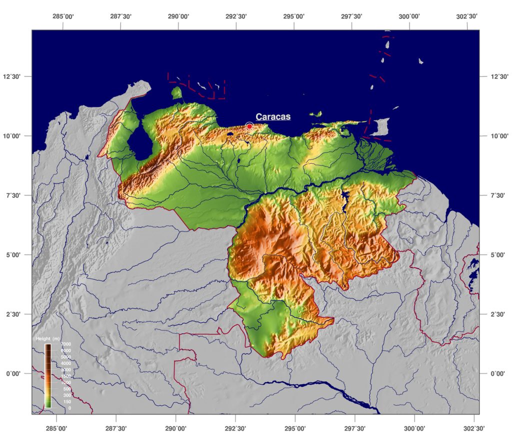 physical map of Venezuela