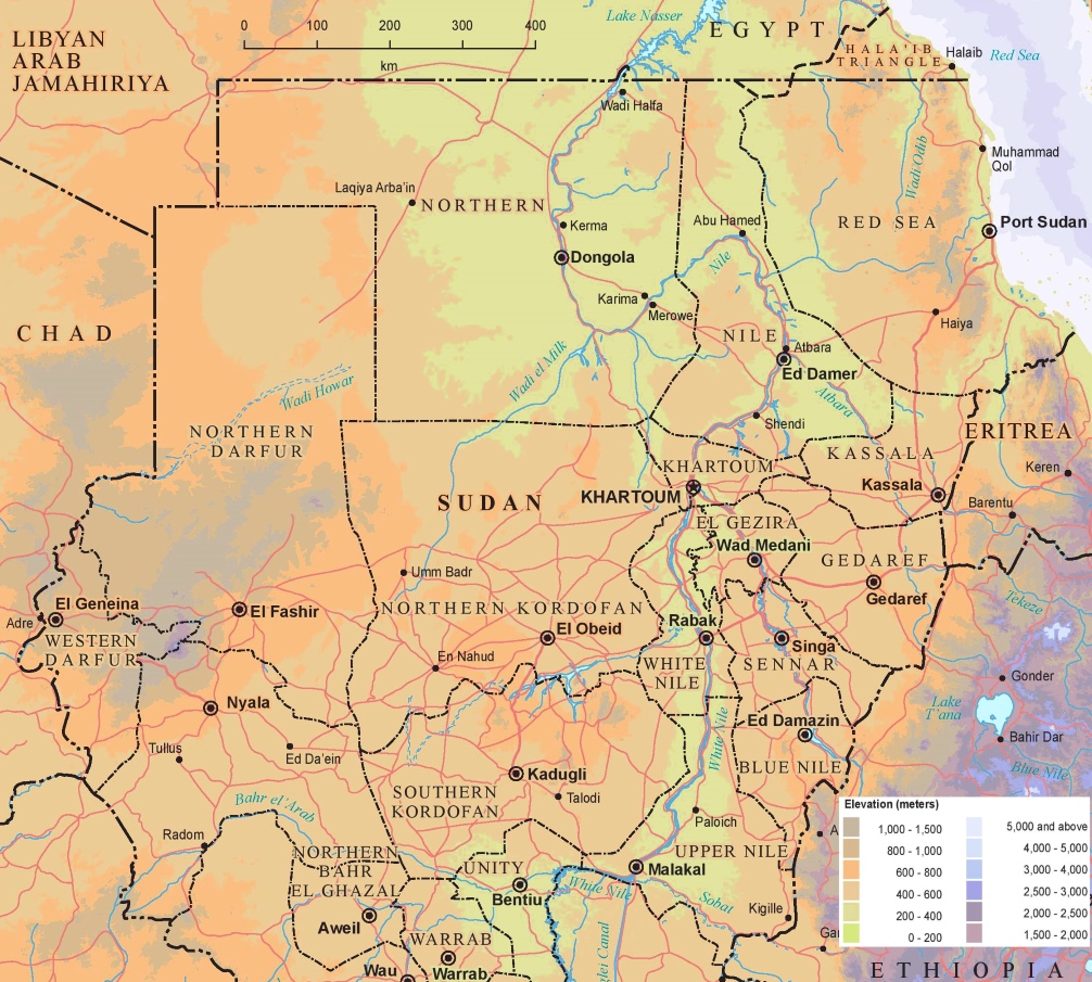 physical map of Sudan