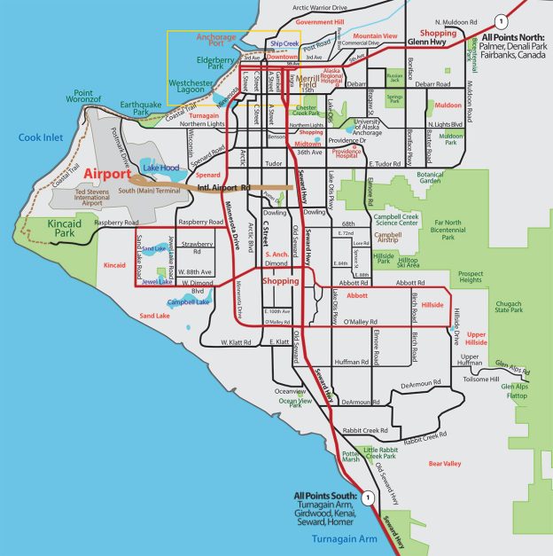 Map of Anchorage, Alaska | Streets and neighborhoods