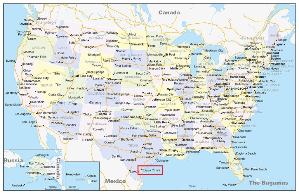 Location of Corpus Christi on the US map