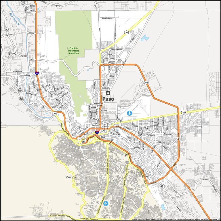 Map of El Paso, Texas | Streets and neighborhoods