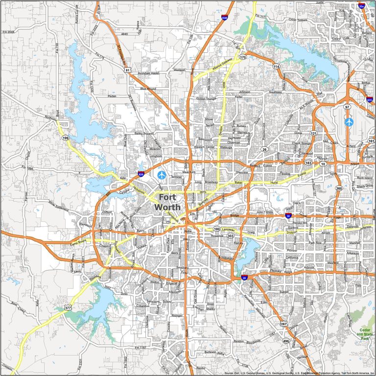 Map of Fort Worth, Texas | Streets and neighborhoods