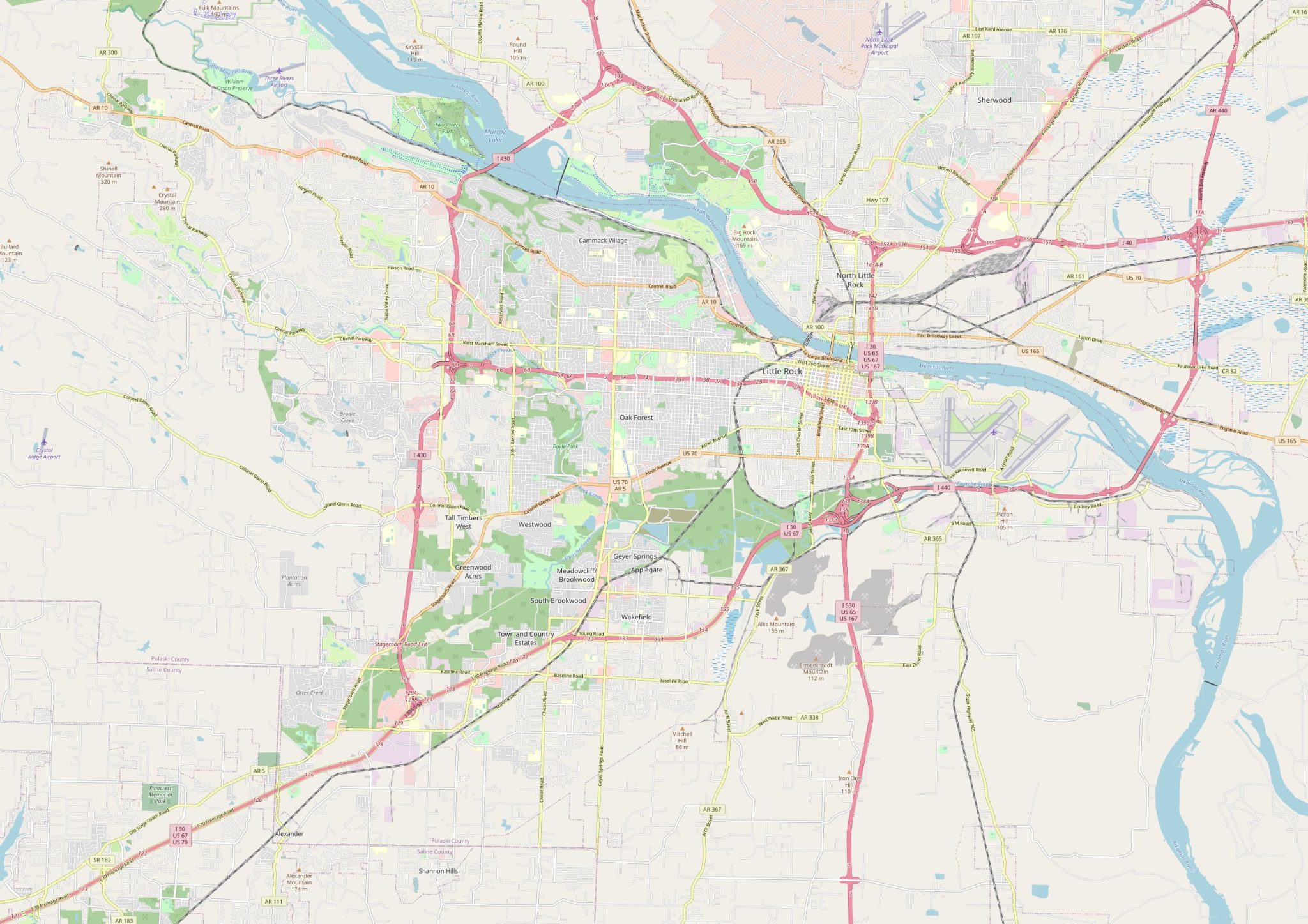 Map Of Little Rock Arkansas Streets And Neighborhoods Little Rock Map 2048x1447
