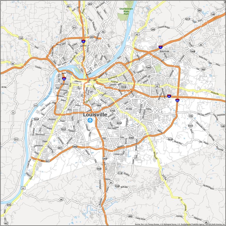Map Of Louisville Kentucky Streets And Neighborhoods 9646