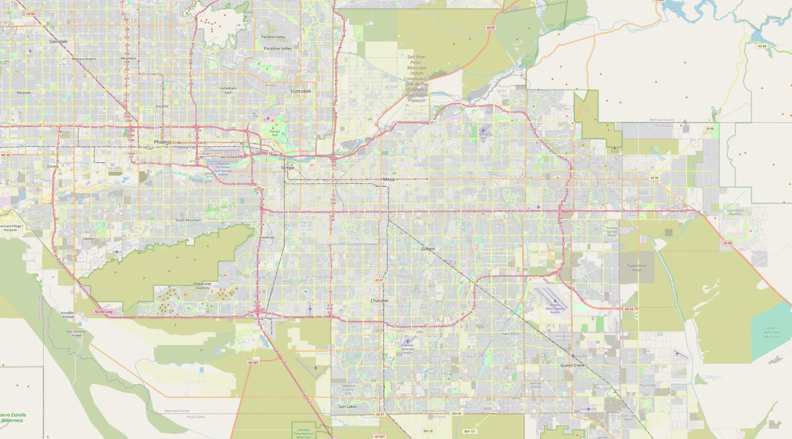 Map of Mesa, Arizona  Streets and neighborhoods