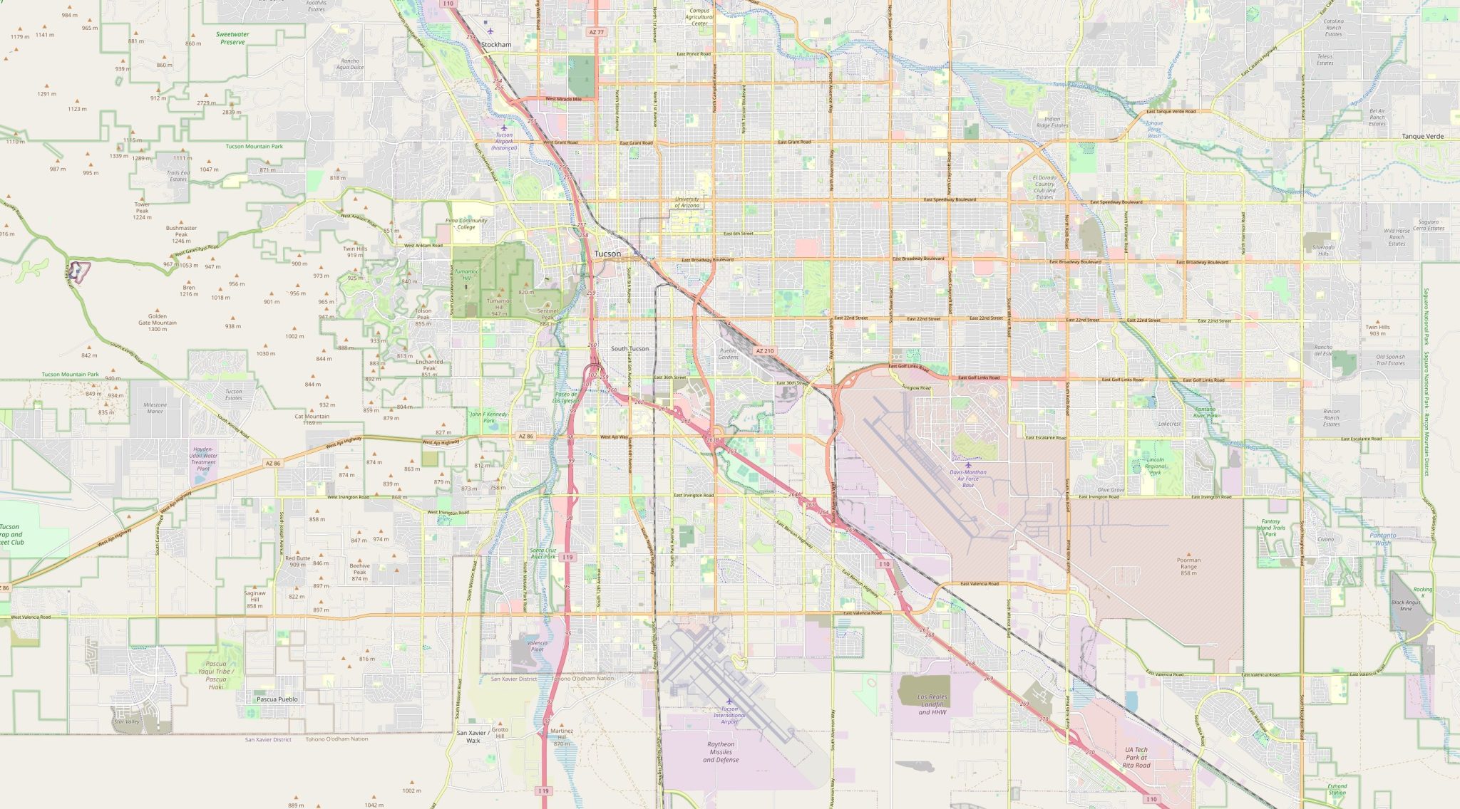 Map of Tucson, Arizona | Streets and neighborhoods