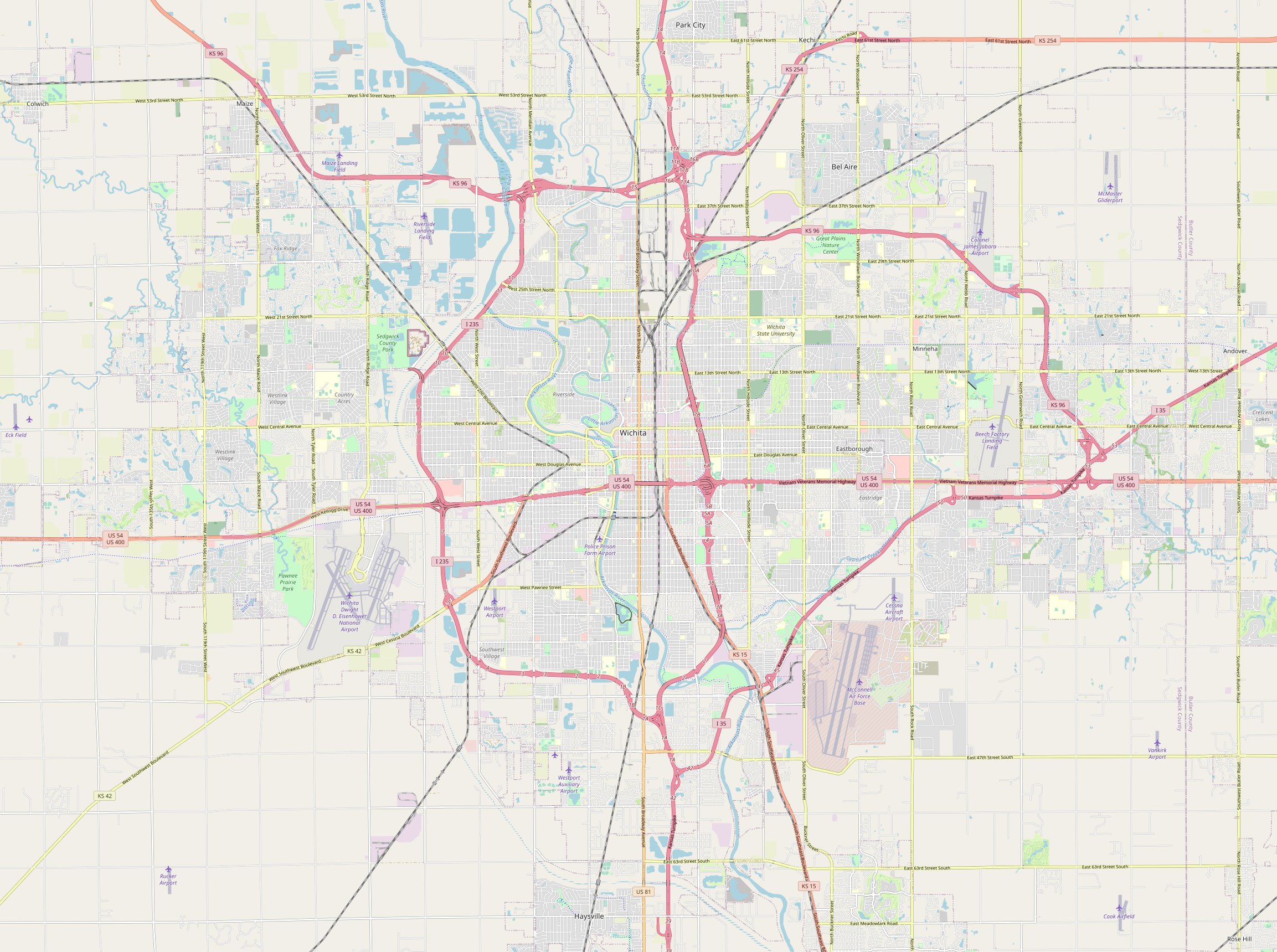 Map Of Wichita Kansas Streets And Neighborhoods 1131