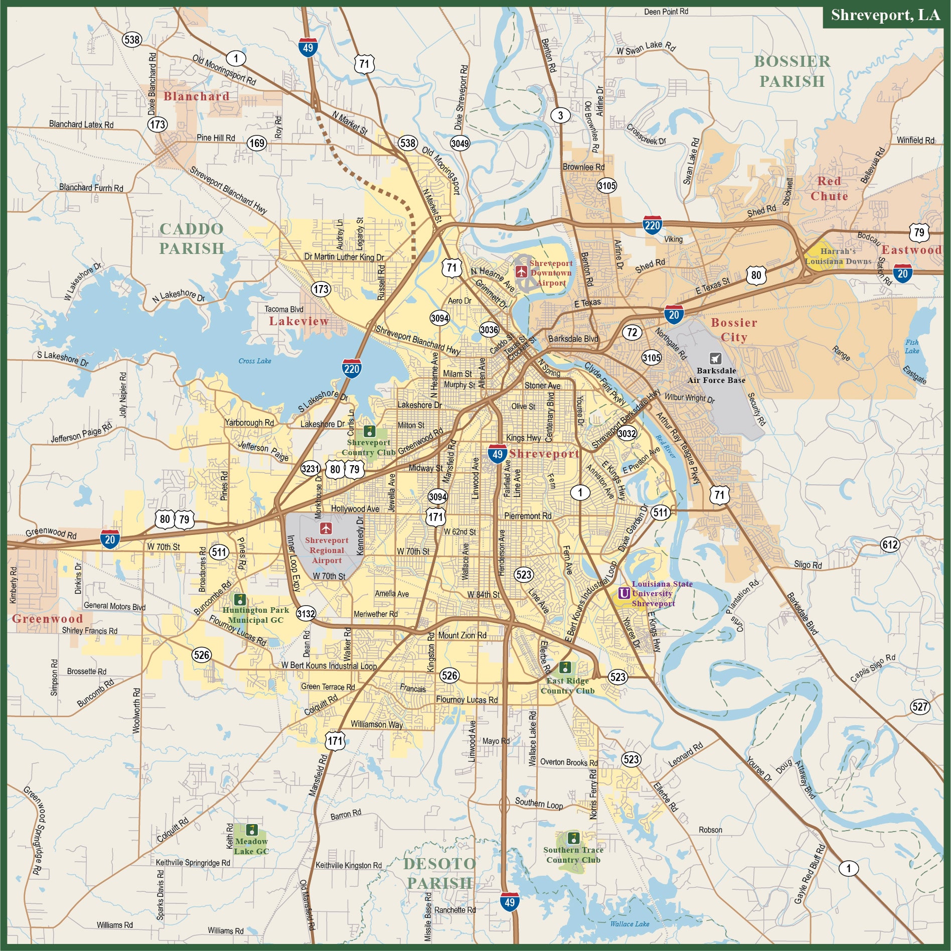 Map Of Shreveport Louisiana Streets And Neighborhoods