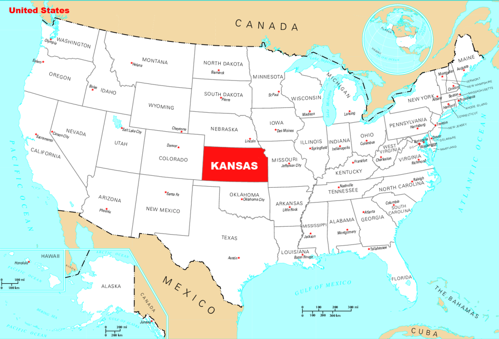 Kansas state map, USA | Cities and counties on the map (KS)