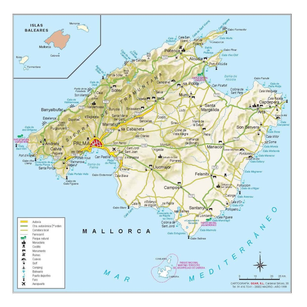 Majorca island map, Spain | Cities and counties on the map