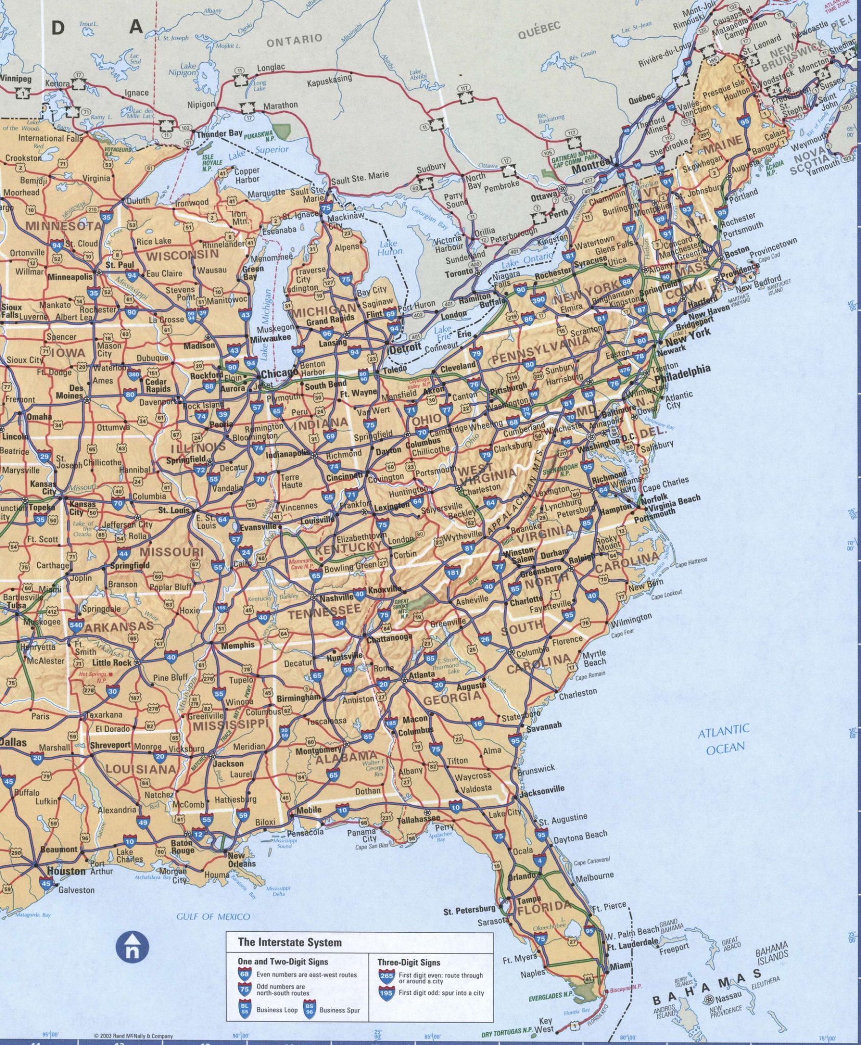 East Coast map, USA | States and cities of the coast on the map