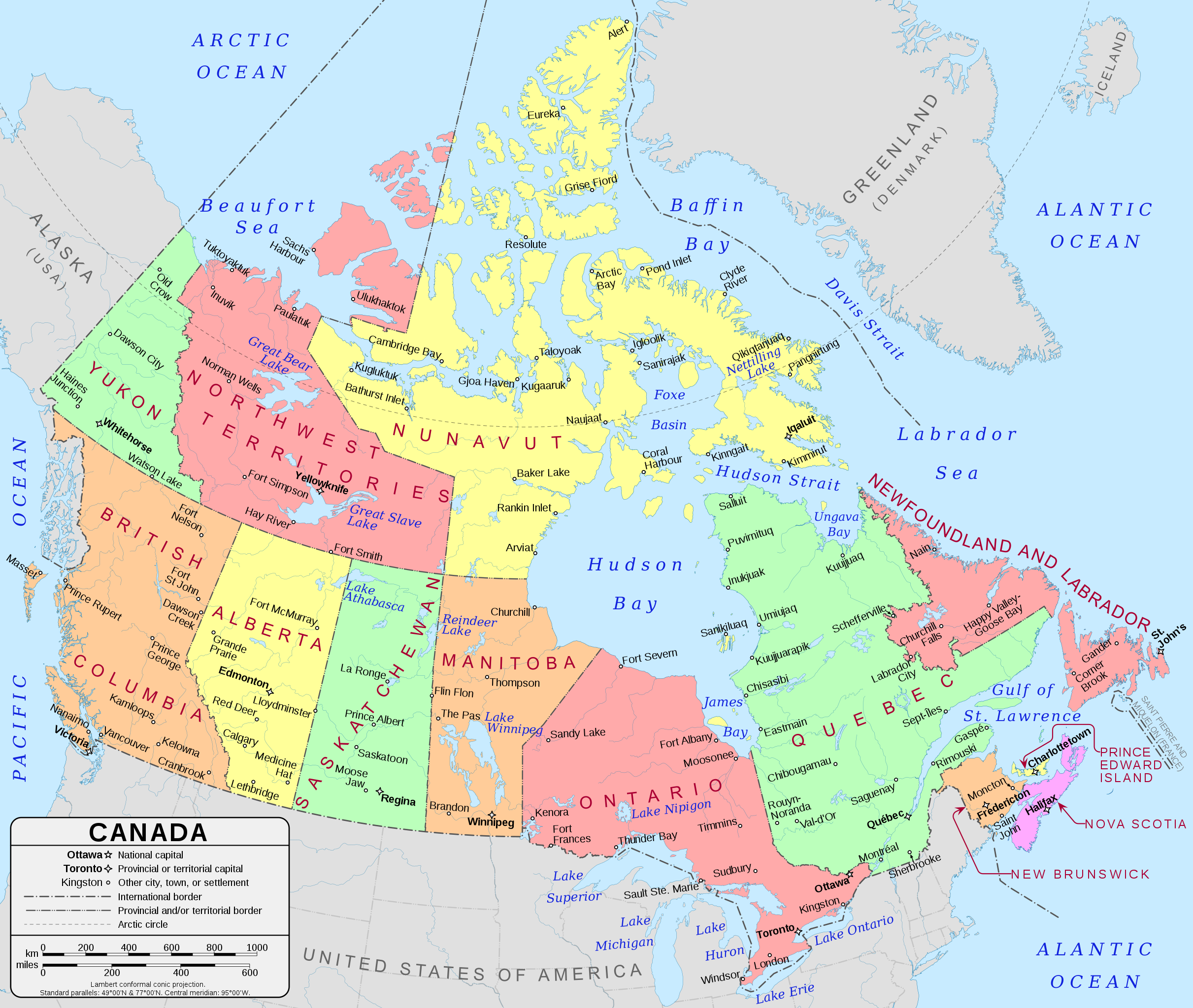 Canada map | Counties and cities in Canada