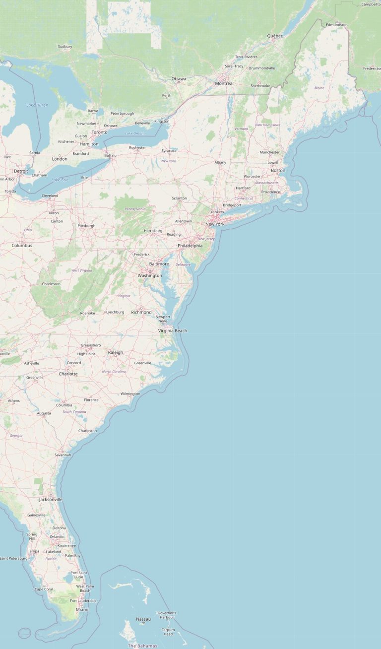 East Coast Map USA States And Cities Of The Coast On The Map East Coast Of The USA Map 768x1308