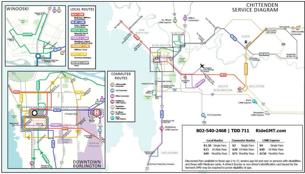 Green Mountain Transit Burlington map