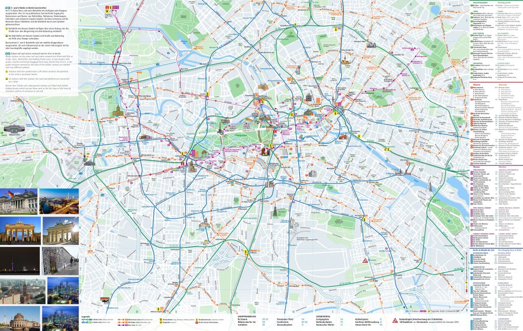 Detailed travel itineraries in Berlin with indication of transport