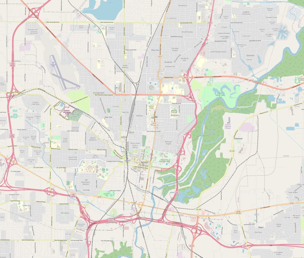 Map of central Jackson