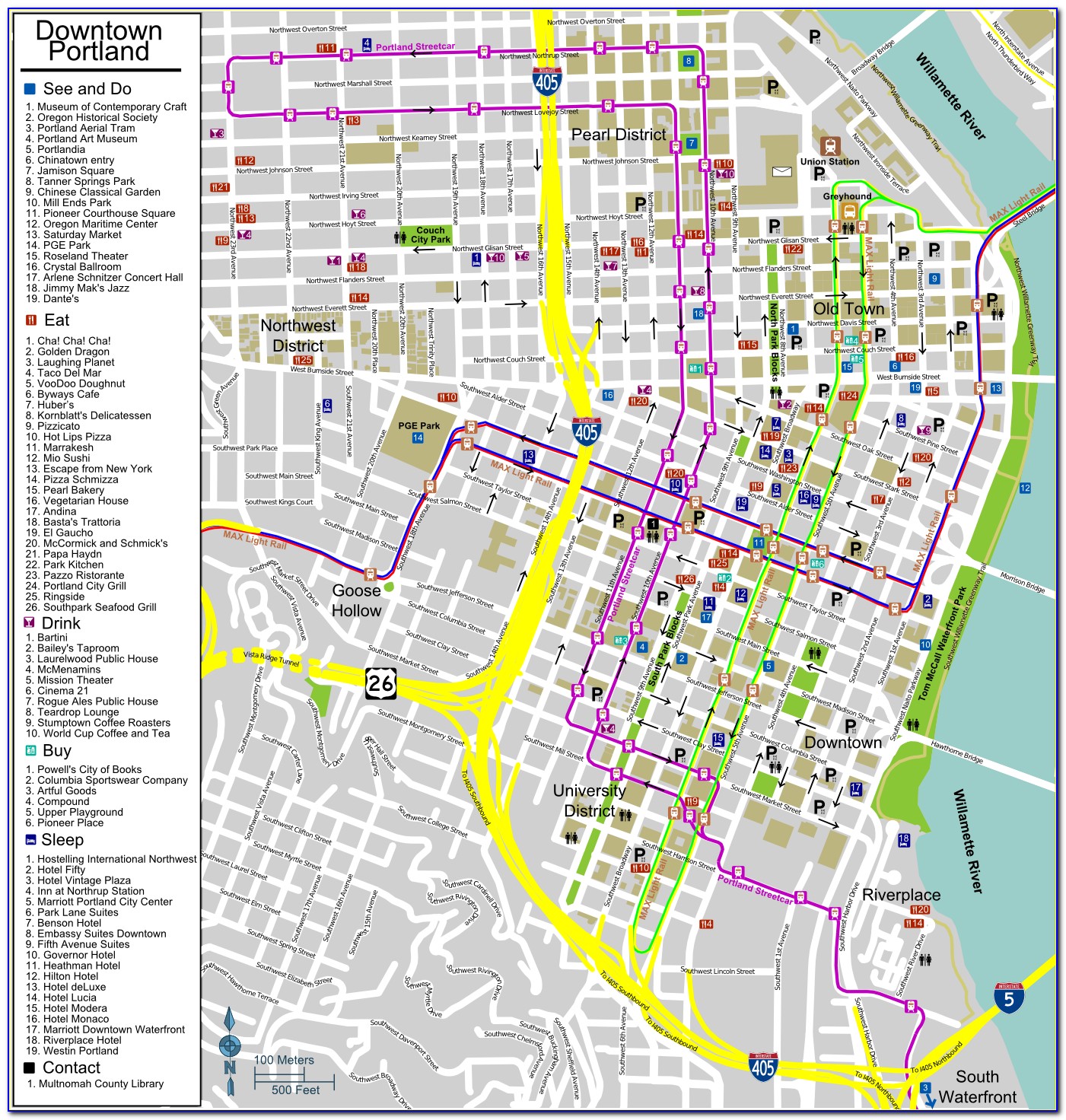 Map Of Portland Oregon Streets And Neighborhoods   Map Of Hotels Near Portland Oregon Airport 