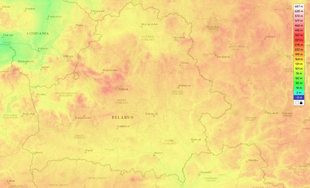 Belarus topo map