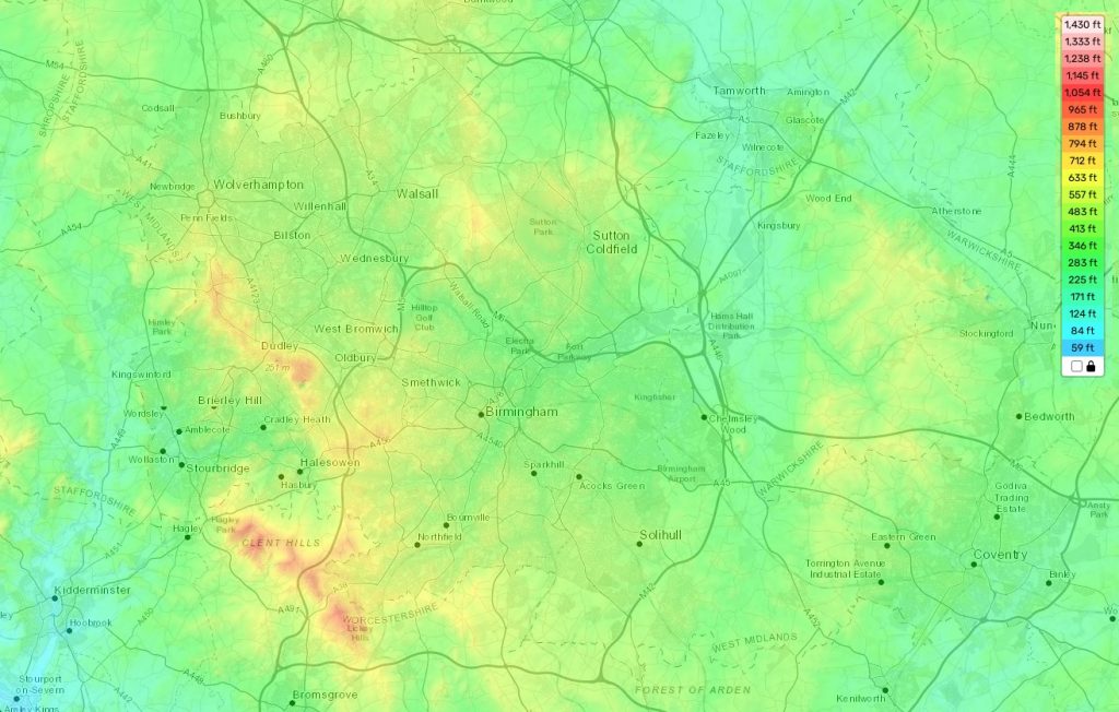 Birmingham topographic map