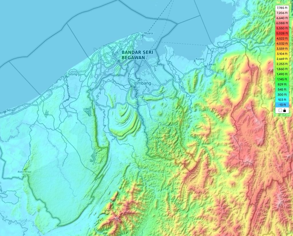 Brunei topographic map