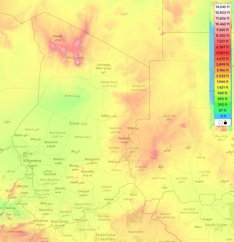 Chad topographic map