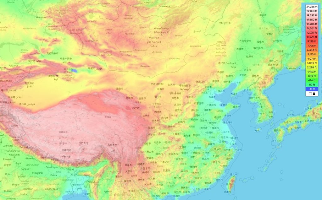 China topographic map