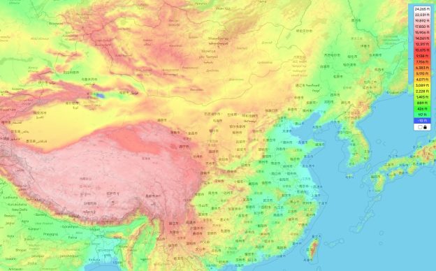 China Prc Topographic Map Elevation And Landscape