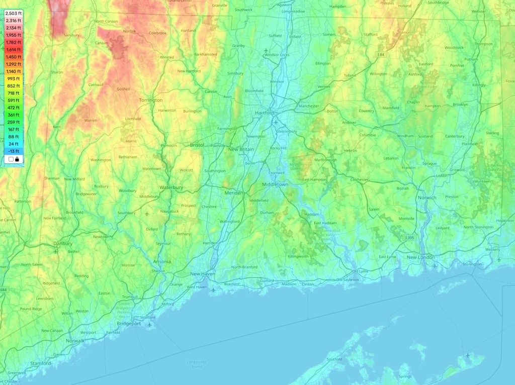 Connecticut topographic map