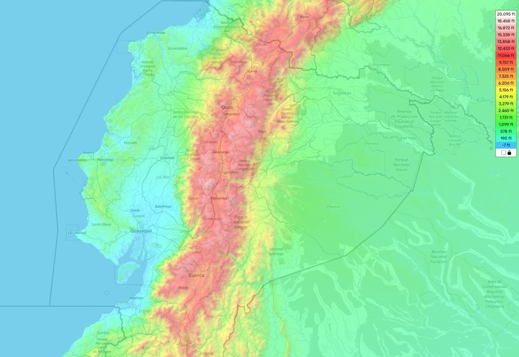 Ecuador topographic map