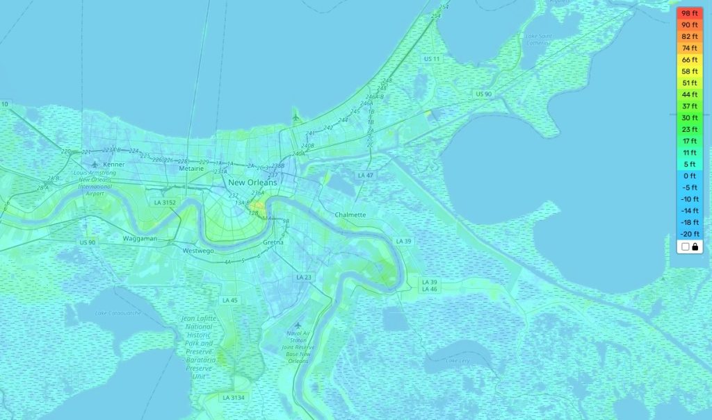 New Orleans topographic map