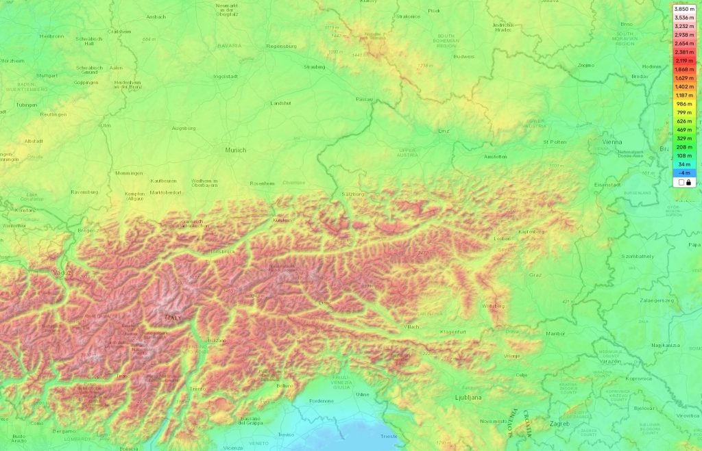 Austria topographic map