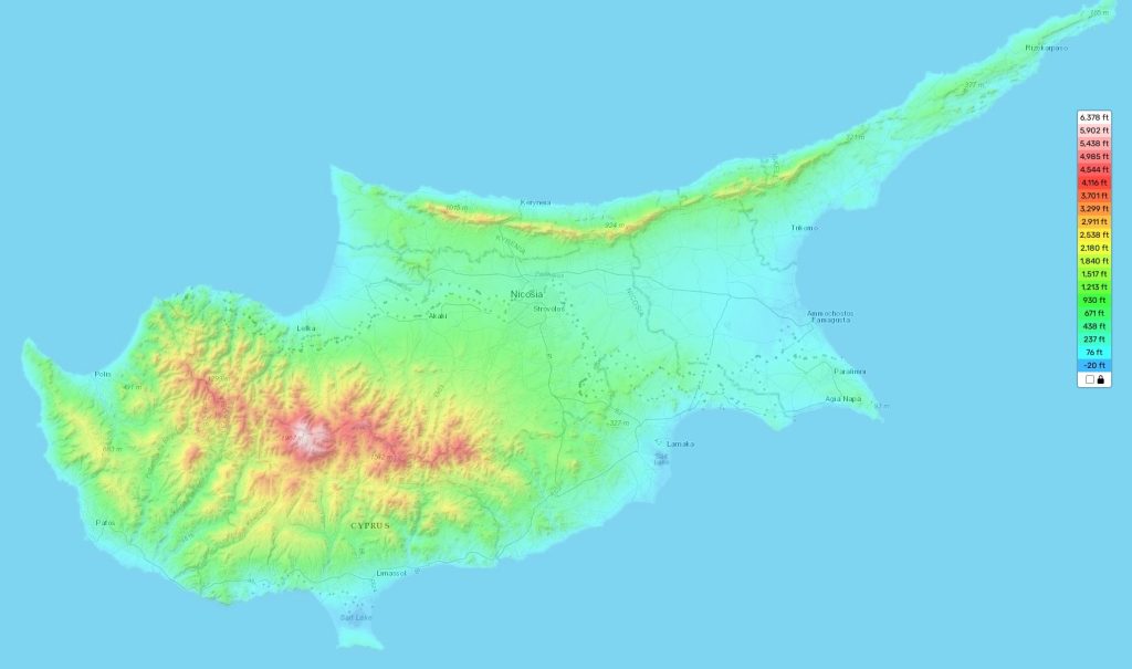 Cyprus topographic map