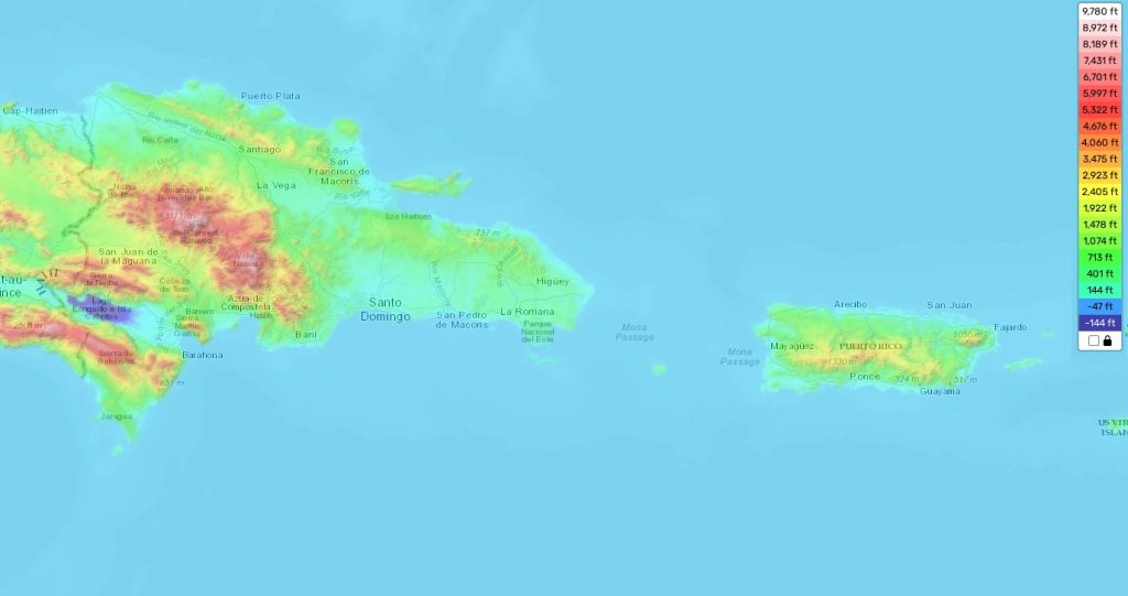 Dominican Republic topographic map