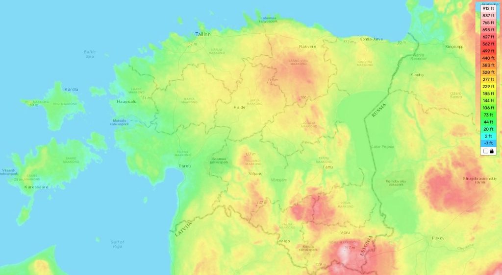 Estonia topographic map