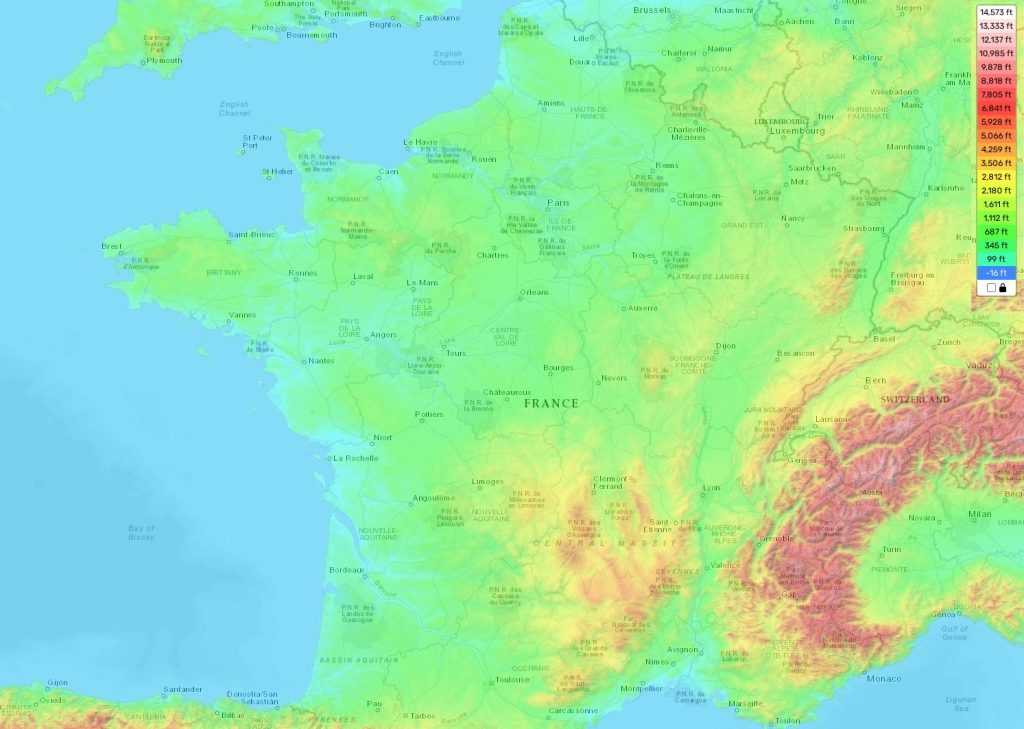France topographic map