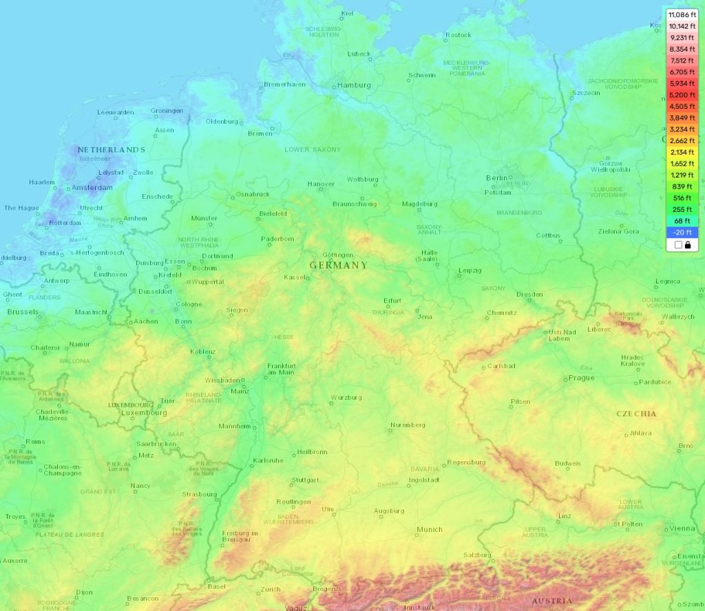 Germany topographic map