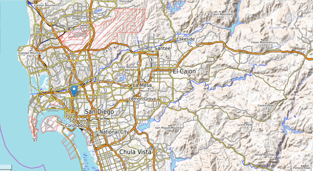 City of San Diego topographic map